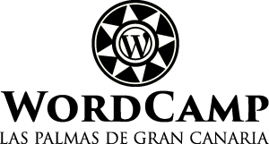 El logo de la WordCamp Las Palmas de Gran Canaria en blanco y negro